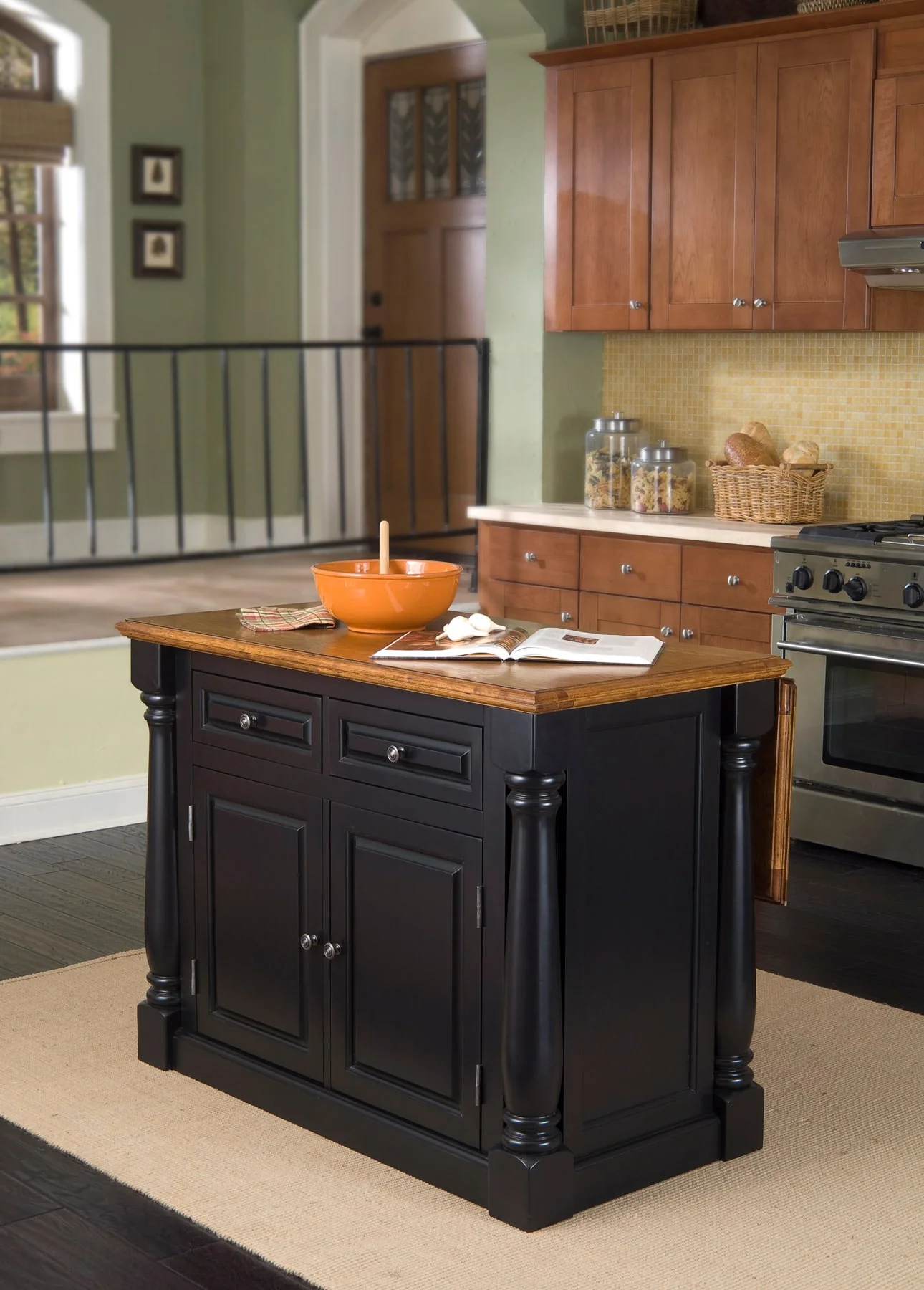 Monarch Kitchen Wood Top Island