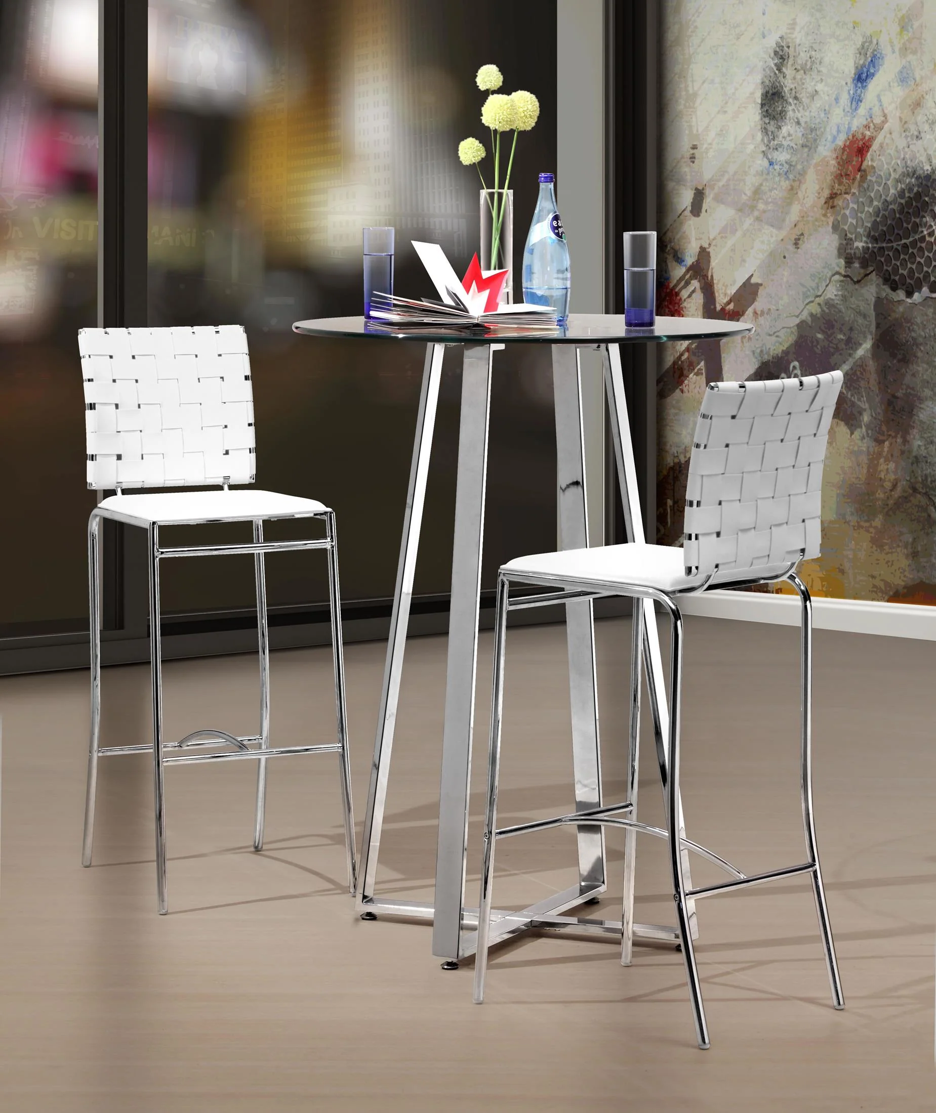 Criss Cross Barstool (Set of 2) White