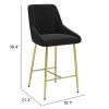 Madelaine Counter Stool Black & Gold