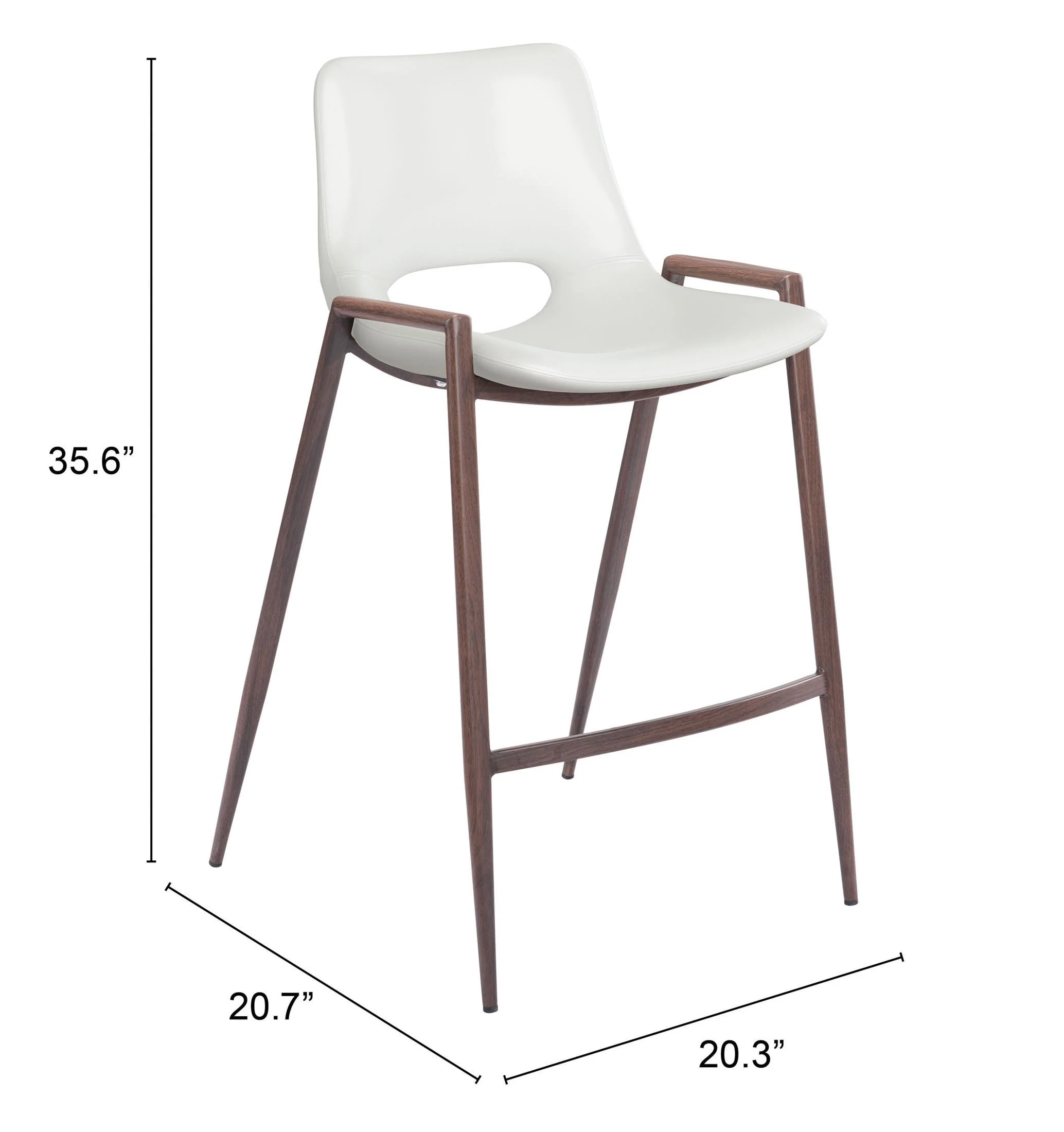 Desi Counter Stool (Set of 2) White & Walnut