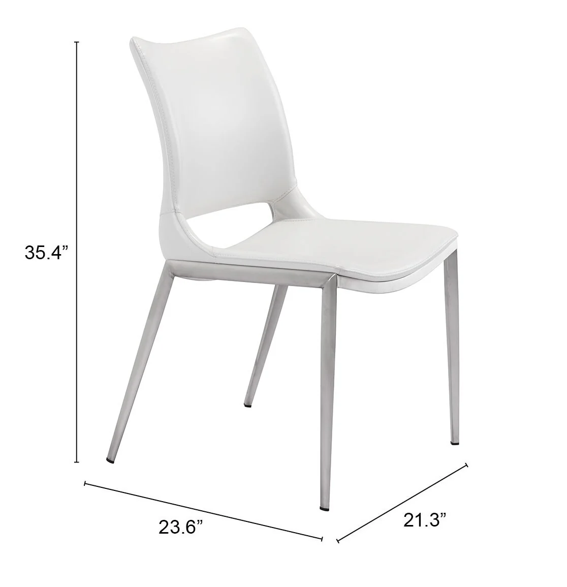 Ace Dining Chair (Set of 2) White & Silver