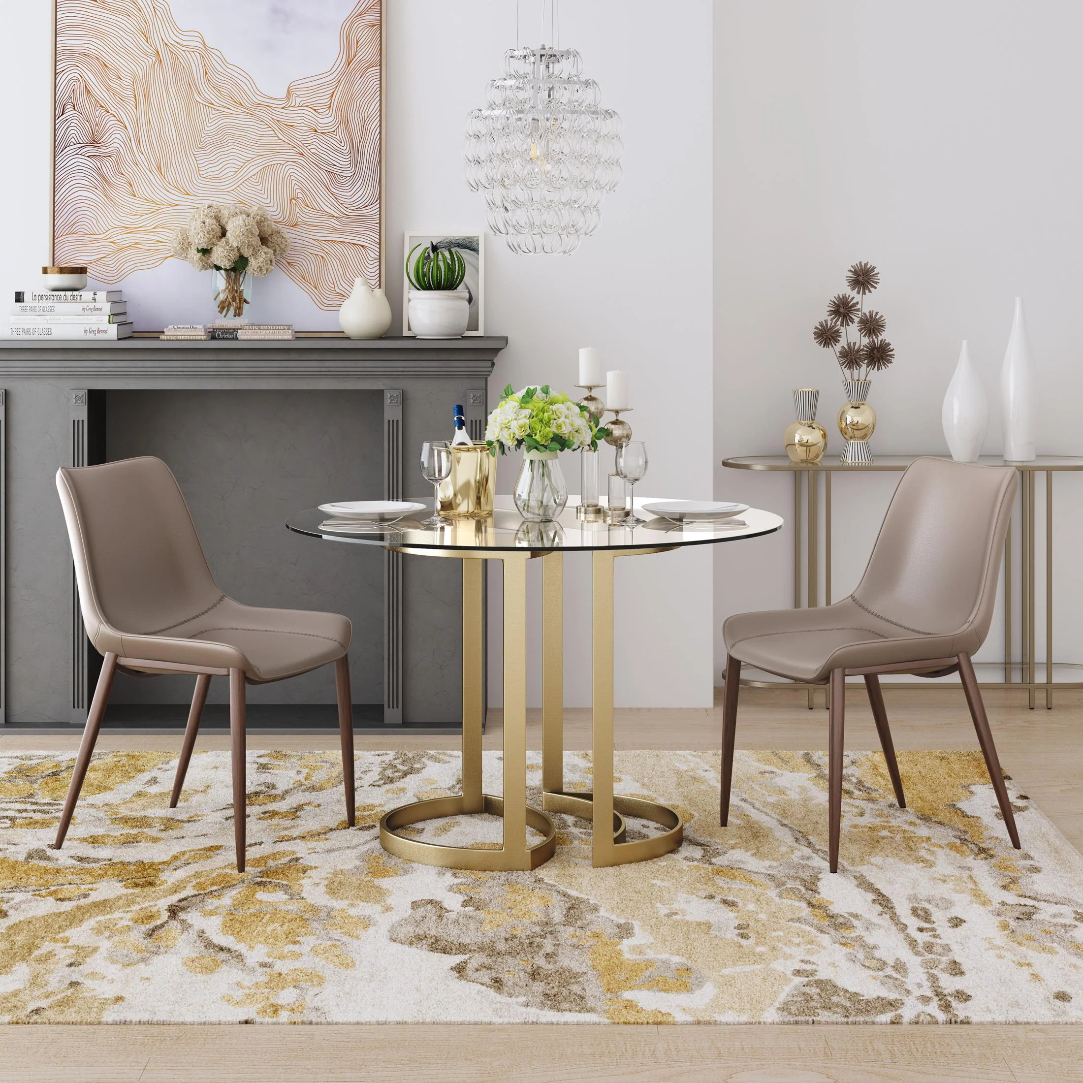 Magnus Dining Chair (Set of 2) Brown & Walnut