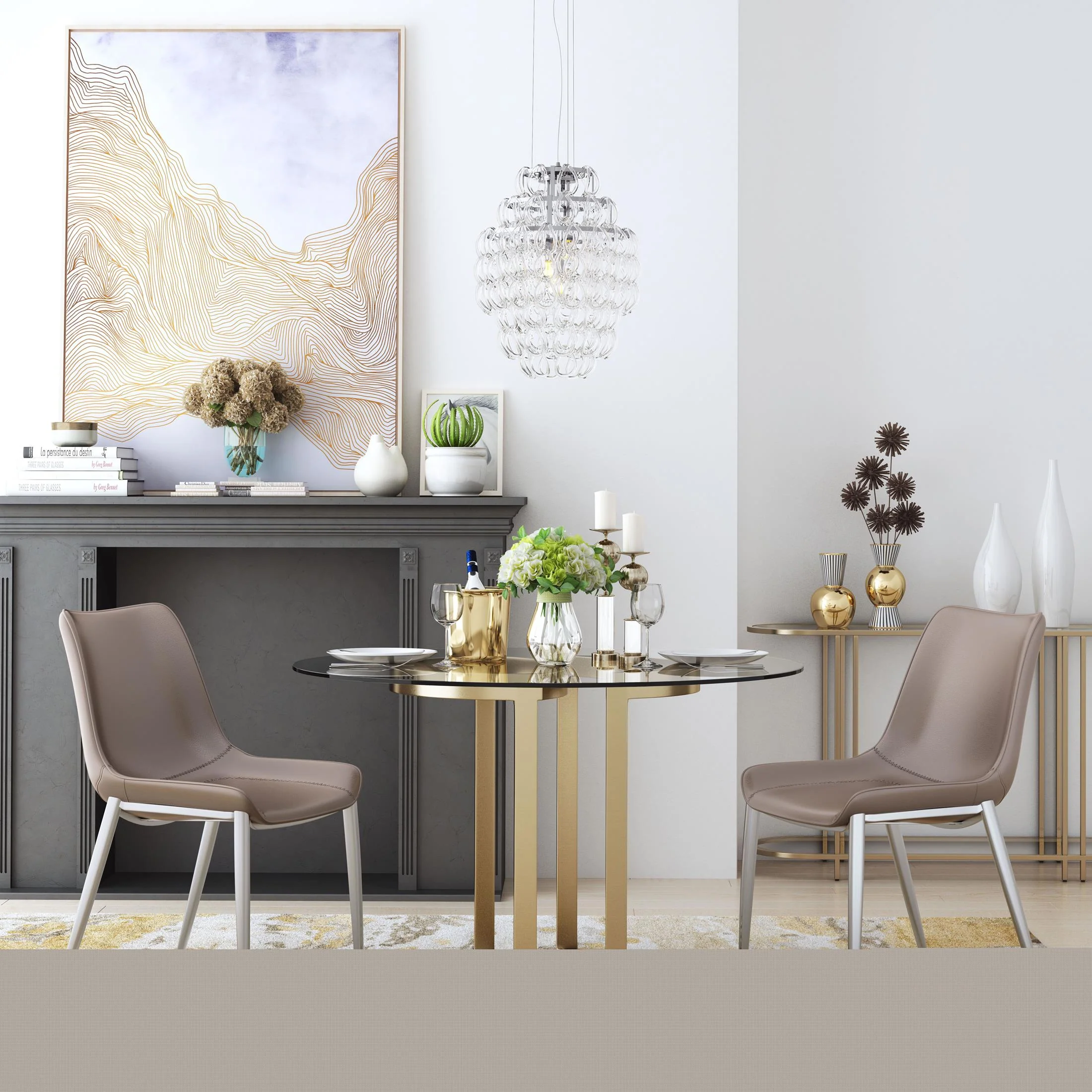 Magnus Dining Chair (Set of 2) Brown & Silver